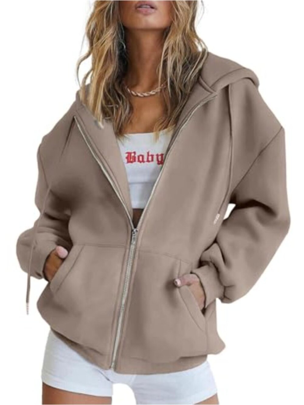Oversized Zip Up Hoodie Sweatshirt Kangaroo Pocket Long Sleeve Casual Fall